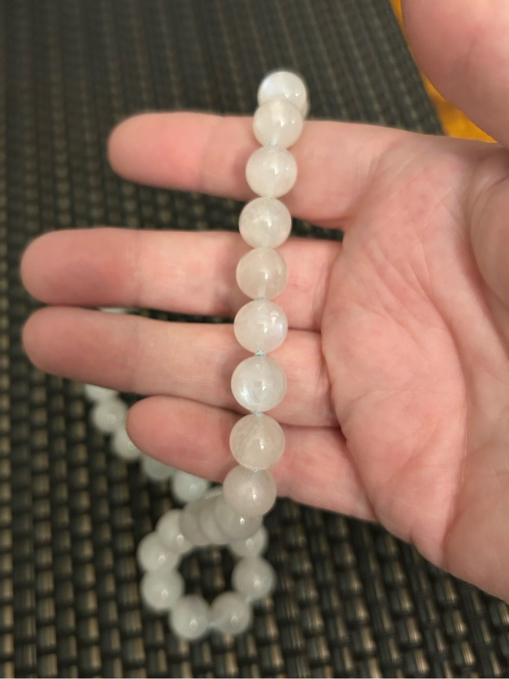 White Moonstone Hand Knotted 10mm Beaded Necklace - Picture 4 of 5